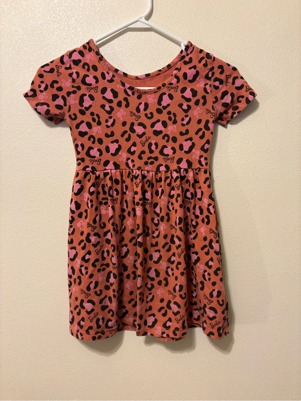 Girls' Barbie Girls  Leopard Print Short Sleeve Dress